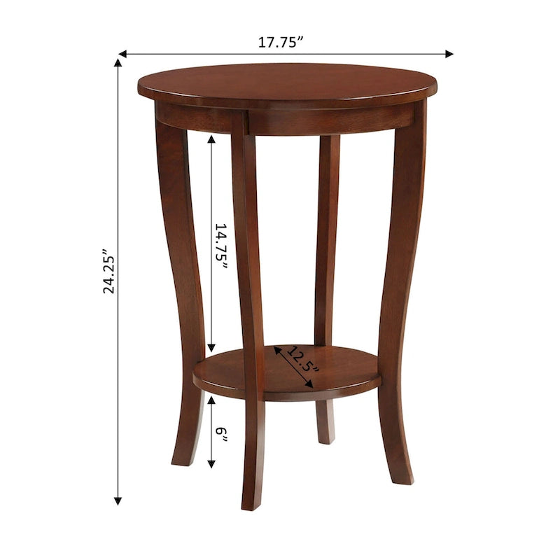 Table d'appoint ronde avec étagère American Heritage de Convenience Concepts