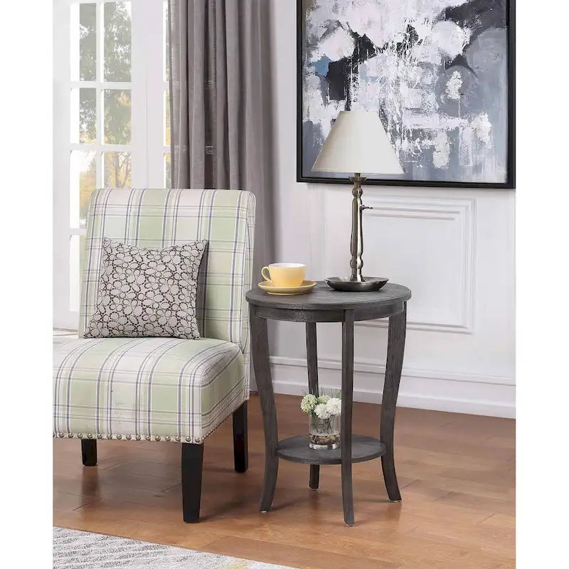 Table d'appoint ronde avec étagère American Heritage de Convenience Concepts