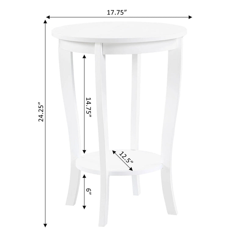 Table d'appoint ronde avec étagère American Heritage de Convenience Concepts