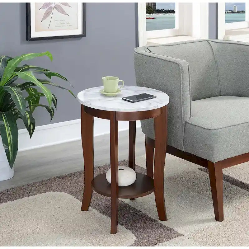Table d'appoint ronde avec étagère American Heritage de Convenience Concepts