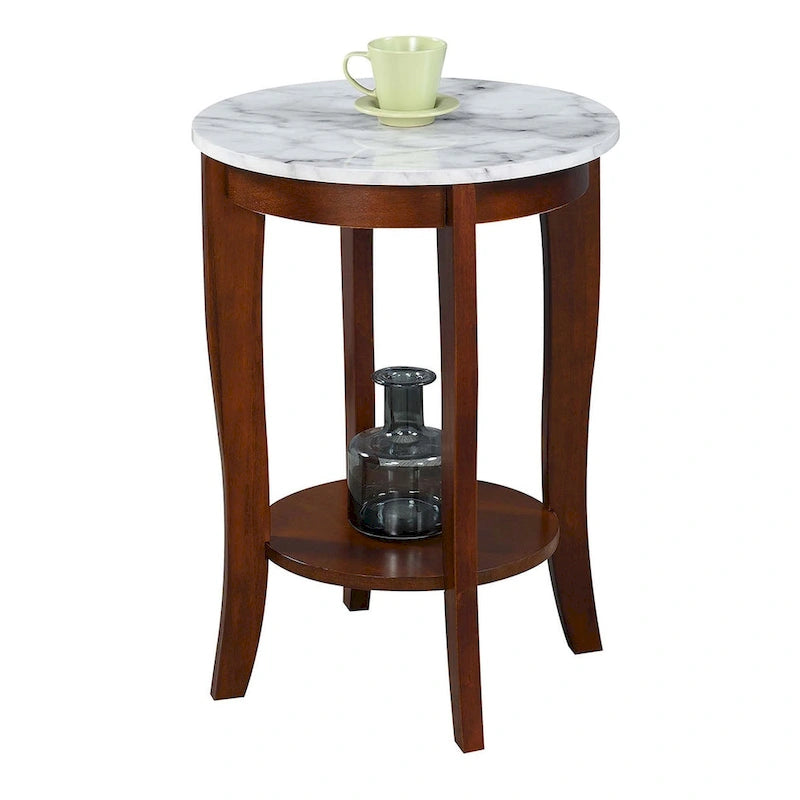 Table d'appoint ronde avec étagère American Heritage de Convenience Concepts