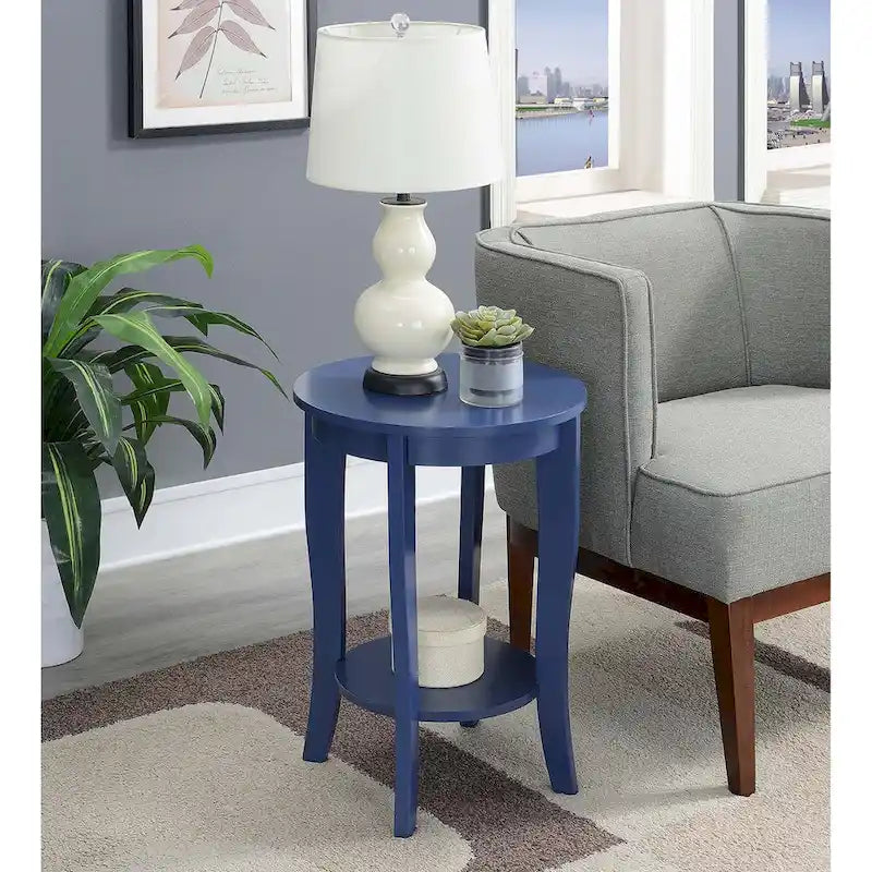 Table d'appoint ronde avec étagère American Heritage de Convenience Concepts
