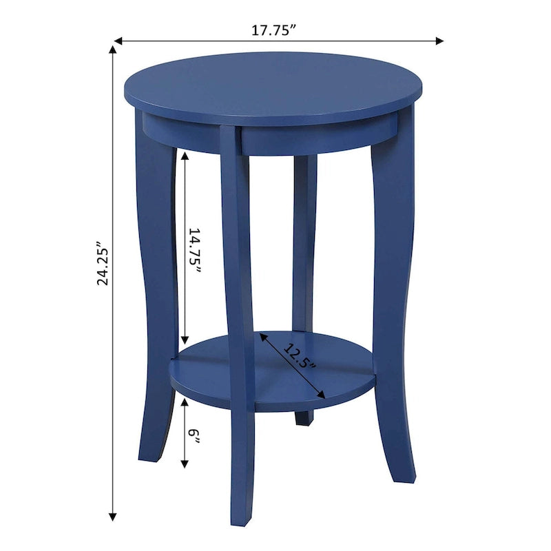 Table d'appoint ronde avec étagère American Heritage de Convenience Concepts