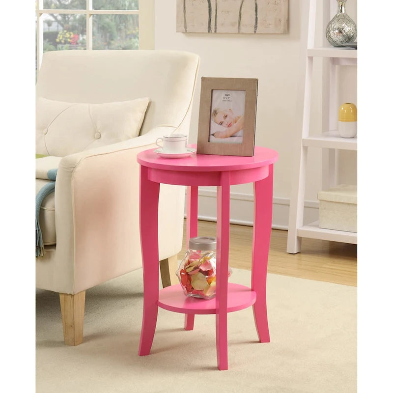 Table d'appoint ronde avec étagère American Heritage de Convenience Concepts