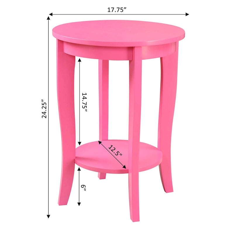 Table d'appoint ronde avec étagère American Heritage de Convenience Concepts