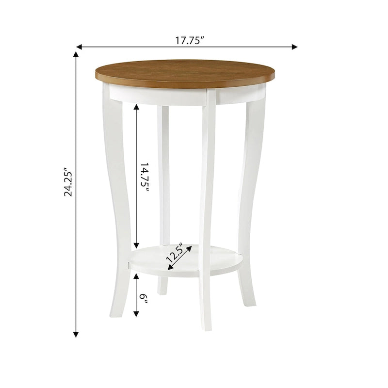 Table d'appoint ronde avec étagère American Heritage de Convenience Concepts