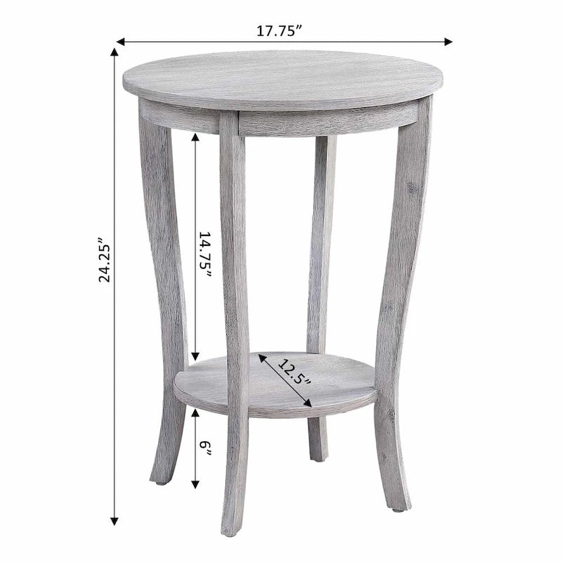 Table d'appoint ronde avec étagère American Heritage de Convenience Concepts