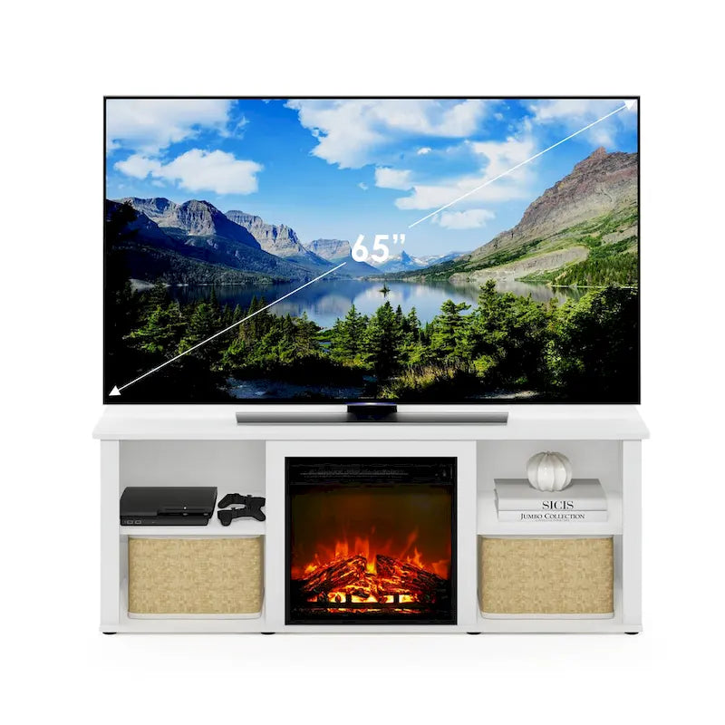 Meuble TV classique de 60 pouces avec cheminée