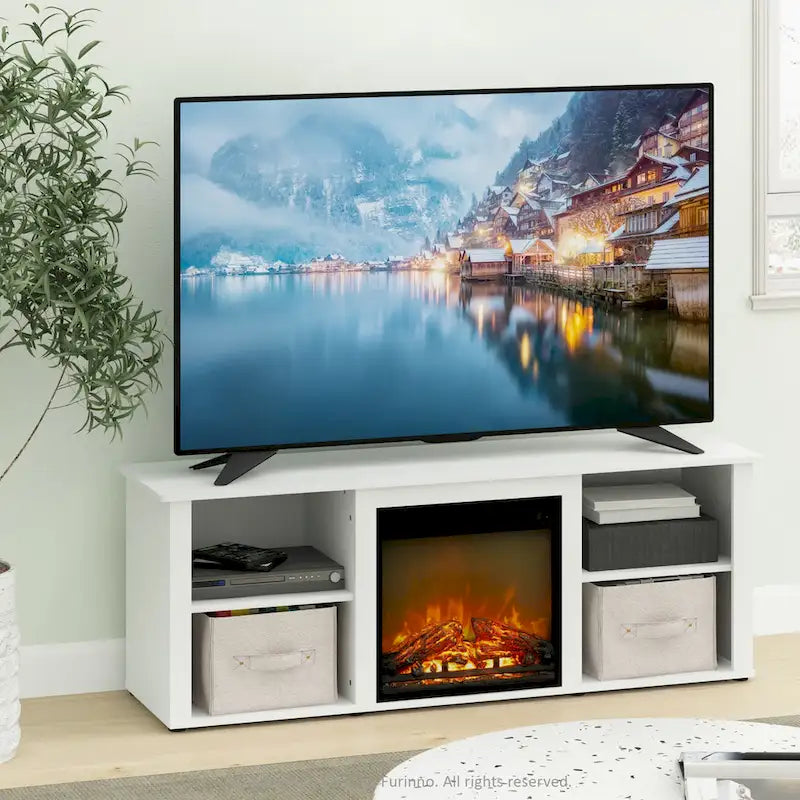 Meuble TV classique de 60 pouces avec cheminée