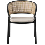 Chaise de salle à manger Ervilla moderne à dossier en osier avec accoudoirs et assise rembourrée en velours pour salle à manger et cuisine, lot de 4 - 29.9