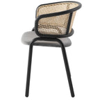 Chaise de salle à manger Ervilla moderne à dossier en osier avec accoudoirs et assise rembourrée en velours pour salle à manger et cuisine, lot de 4 - 29.9