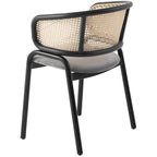 Chaise de salle à manger Ervilla moderne à dossier en osier avec accoudoirs et assise rembourrée en velours pour salle à manger et cuisine, lot de 4 - 29.9