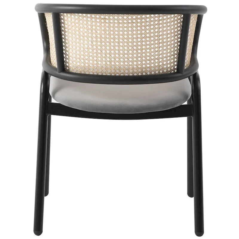 Chaise de salle à manger Ervilla moderne à dossier en osier avec accoudoirs et assise rembourrée en velours pour salle à manger et cuisine, lot de 4 - 29.9