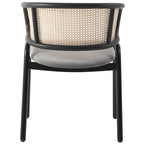 Chaise de salle à manger Ervilla moderne à dossier en osier avec accoudoirs et assise rembourrée en velours pour salle à manger et cuisine, lot de 4 - 29.9