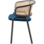 Chaise de salle à manger Ervilla moderne à dossier en osier avec accoudoirs et assise rembourrée en velours pour salle à manger et cuisine, lot de 4 - 29.9