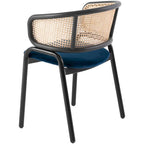 Chaise de salle à manger Ervilla moderne à dossier en osier avec accoudoirs et assise rembourrée en velours pour salle à manger et cuisine, lot de 4 - 29.9