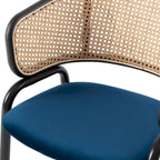 Chaise de salle à manger Ervilla moderne à dossier en osier avec accoudoirs et assise rembourrée en velours pour salle à manger et cuisine, lot de 4 - 29.9