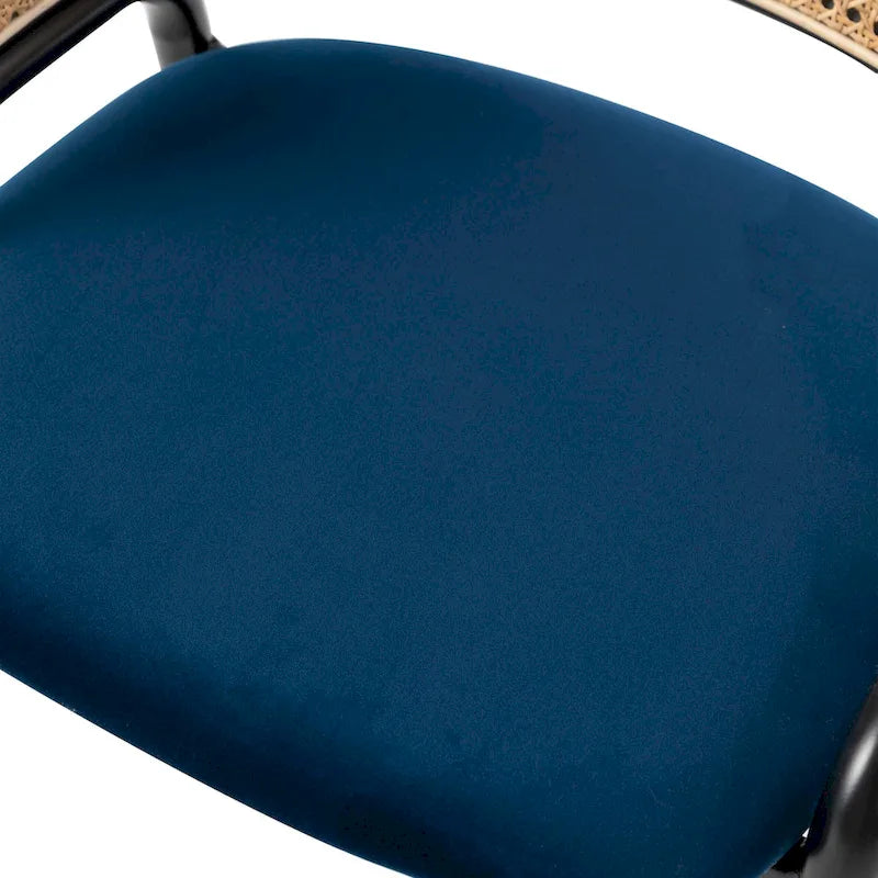 Chaise de salle à manger Ervilla moderne à dossier en osier avec accoudoirs et assise rembourrée en velours pour salle à manger et cuisine, lot de 4 - 29.9
