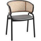Chaise de salle à manger Ervilla moderne à dossier en osier avec accoudoirs et assise rembourrée en velours pour salle à manger et cuisine, lot de 4 - 29.9