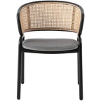 Chaise de salle à manger Ervilla moderne à dossier en osier avec accoudoirs et assise rembourrée en velours pour salle à manger et cuisine, lot de 4 - 29.9