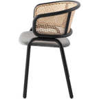 Chaise de salle à manger Ervilla moderne à dossier en osier avec accoudoirs et assise rembourrée en velours pour salle à manger et cuisine, lot de 4 - 29.9