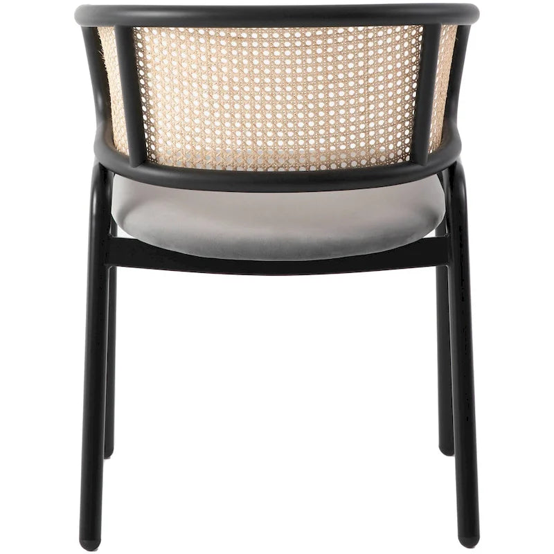 Chaise de salle à manger Ervilla moderne à dossier en osier avec accoudoirs et assise rembourrée en velours pour salle à manger et cuisine, lot de 4 - 29.9