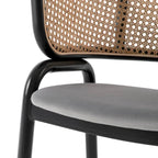 Chaise de salle à manger Ervilla moderne à dossier en osier avec accoudoirs et assise rembourrée en velours pour salle à manger et cuisine, lot de 4 - 29.9