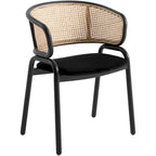 Chaise de salle à manger Ervilla moderne à dossier en osier avec accoudoirs et assise rembourrée en velours pour salle à manger et cuisine, lot de 4 - 29.9