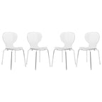 Chaise de salle à manger empilable en plastique avec pieds chromés Lot de 4 Chaises d'appoint transparentes pour intérieur et extérieur