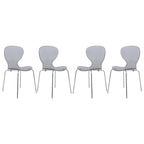 Chaise de salle à manger empilable en plastique avec pieds chromés Lot de 4 Chaises d'appoint transparentes pour intérieur et extérieur