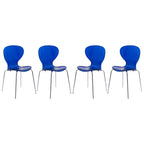 Chaise de salle à manger empilable en plastique avec pieds chromés Lot de 4 Chaises d'appoint transparentes pour intérieur et extérieur