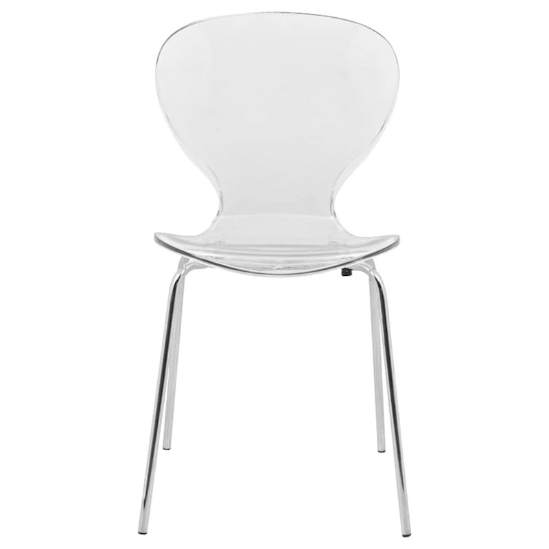 Chaise de salle à manger empilable en plastique avec pieds chromés Lot de 4 Chaises d'appoint transparentes pour intérieur et extérieur