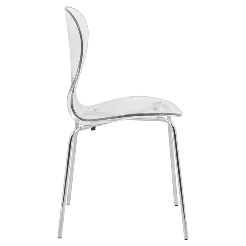 Chaise de salle à manger empilable en plastique avec pieds chromés Lot de 4 Chaises d'appoint transparentes pour intérieur et extérieur