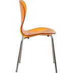 Chaise de salle à manger empilable en plastique avec pieds chromés Lot de 4 Chaises d'appoint transparentes pour intérieur et extérieur