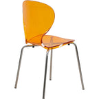 Chaise de salle à manger empilable en plastique avec pieds chromés Lot de 4 Chaises d'appoint transparentes pour intérieur et extérieur