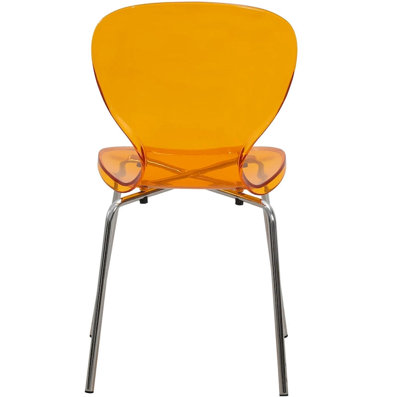 Chaise de salle à manger empilable en plastique avec pieds chromés Lot de 4 Chaises d'appoint transparentes pour intérieur et extérieur