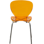 Chaise de salle à manger empilable en plastique avec pieds chromés Lot de 4 Chaises d'appoint transparentes pour intérieur et extérieur