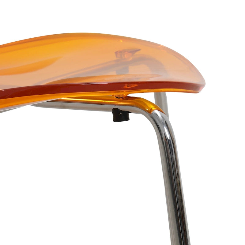 Chaise de salle à manger empilable en plastique avec pieds chromés Lot de 4 Chaises d'appoint transparentes pour intérieur et extérieur