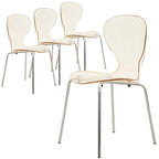 Chaise de salle à manger empilable en plastique avec pieds chromés Lot de 4 Chaises d'appoint transparentes pour intérieur et extérieur