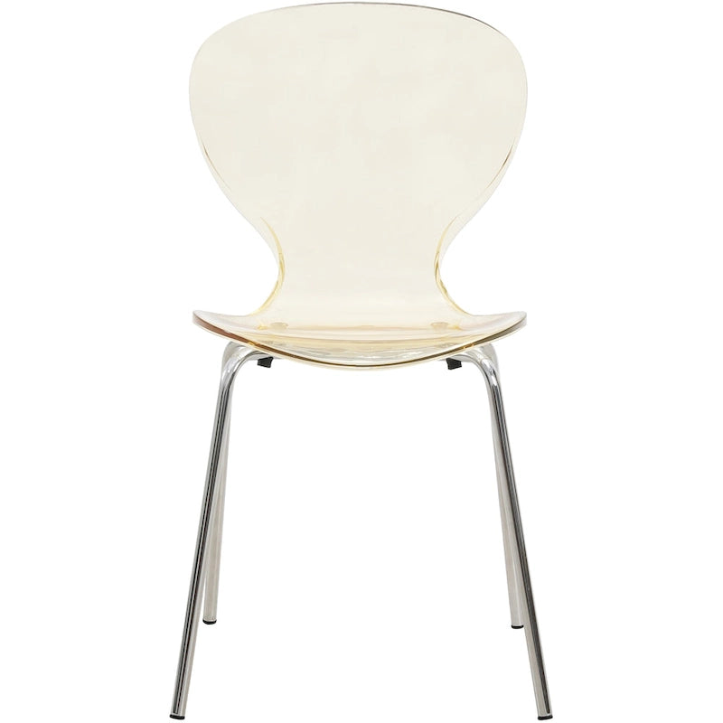 Chaise de salle à manger empilable en plastique avec pieds chromés Lot de 4 Chaises d'appoint transparentes pour intérieur et extérieur