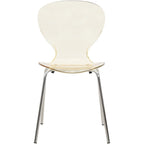 Chaise de salle à manger empilable en plastique avec pieds chromés Lot de 4 Chaises d'appoint transparentes pour intérieur et extérieur