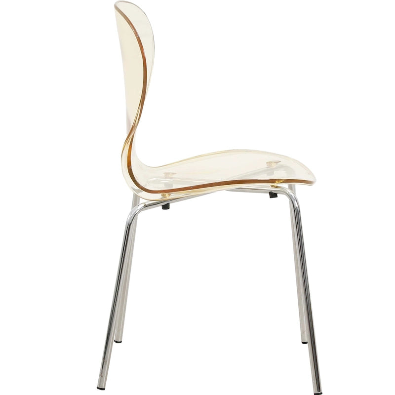 Chaise de salle à manger empilable en plastique avec pieds chromés Lot de 4 Chaises d'appoint transparentes pour intérieur et extérieur