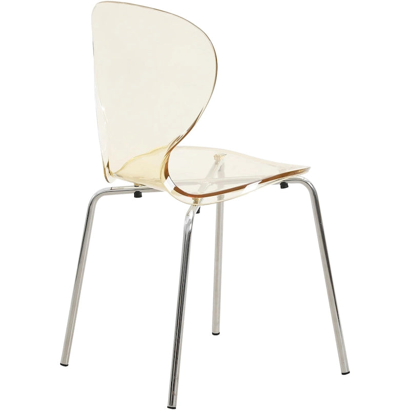 Chaise de salle à manger empilable en plastique avec pieds chromés Lot de 4 Chaises d'appoint transparentes pour intérieur et extérieur