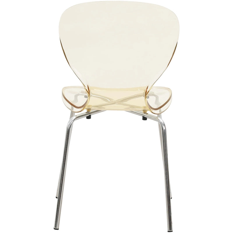 Chaise de salle à manger empilable en plastique avec pieds chromés Lot de 4 Chaises d'appoint transparentes pour intérieur et extérieur