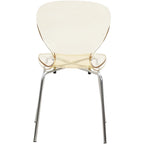 Chaise de salle à manger empilable en plastique avec pieds chromés Lot de 4 Chaises d'appoint transparentes pour intérieur et extérieur