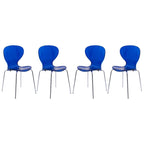 Chaise de salle à manger empilable en plastique avec pieds chromés Lot de 4 Chaises d'appoint transparentes pour intérieur et extérieur