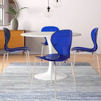 Chaise de salle à manger empilable en plastique avec pieds chromés Lot de 4 Chaises d'appoint transparentes pour intérieur et extérieur