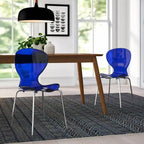 Chaise de salle à manger empilable en plastique avec pieds chromés Lot de 4 Chaises d'appoint transparentes pour intérieur et extérieur