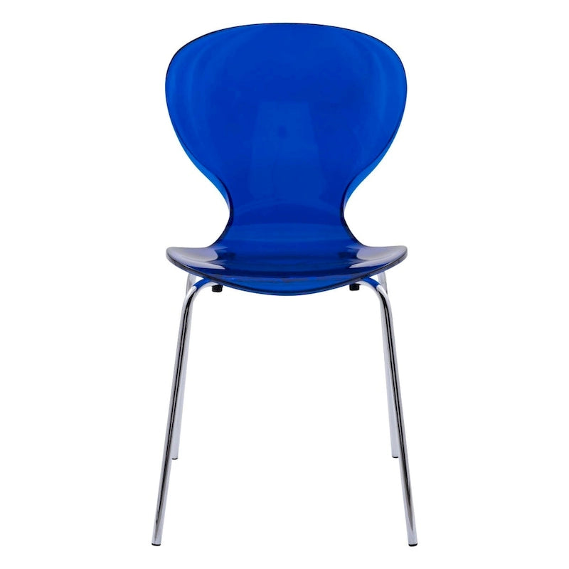 Chaise de salle à manger empilable en plastique avec pieds chromés Lot de 4 Chaises d'appoint transparentes pour intérieur et extérieur