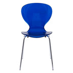 Chaise de salle à manger empilable en plastique avec pieds chromés Lot de 4 Chaises d'appoint transparentes pour intérieur et extérieur